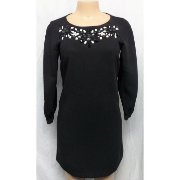 "TALBOTS" BLACK BEADED CAREER CASUAL COCKTAIL STRAIGHT DRESS SIZE: 2P - Picture 4 of 4